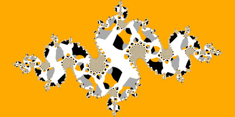 beyond basic fractal grey  white and black from a design on a vivid yellow plastic tray
