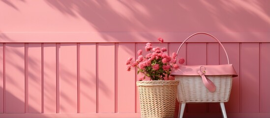 Placed in the back of the house a basket of pink