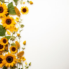Minimalist Sunflower Border Clean White Bliss