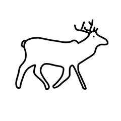 reindeer animal Hand drawn organic line doodle