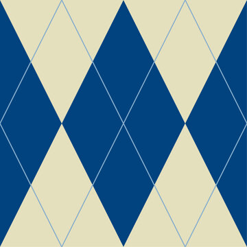 Patr&oacute;n de rombos azul, beis y trazado azul de rombos
