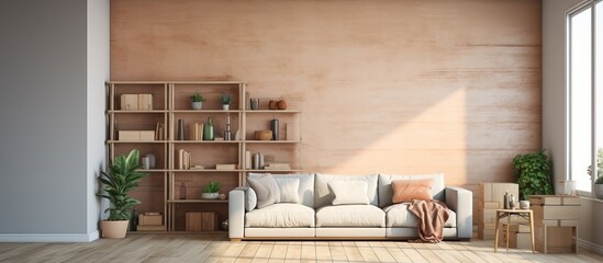 Obraz na płótnie Canvas illustration of living room interior in a box