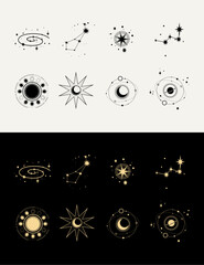 Cosmos tarot stars planet vector symbol