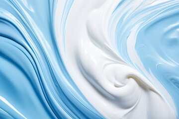 cosmetic smears of creamy texture on blue background, aesthetic look