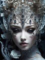 Sensual portrait of a fantasy queen: White rose