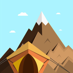 Tent in high mountains vector cartoon