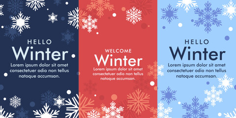 simple minimalist winter vector design illustration background with snowflake theme design. for banner, poster, social media, promotion - obrazy, fototapety, plakaty