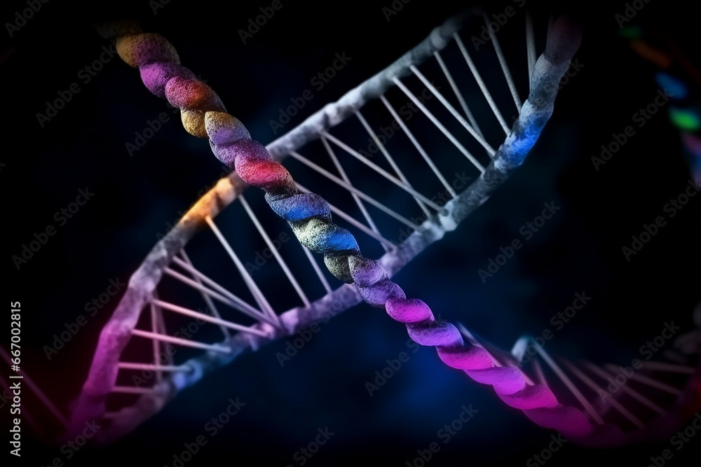 Aufkleber double helix of dna molecule in colorful composition generative ai