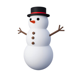 3D Snowman with hat Christmas character cute cartoon