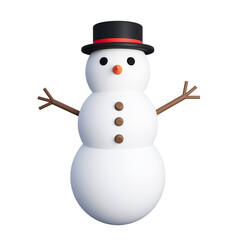 3D Snowman with hat Christmas character cute cartoon