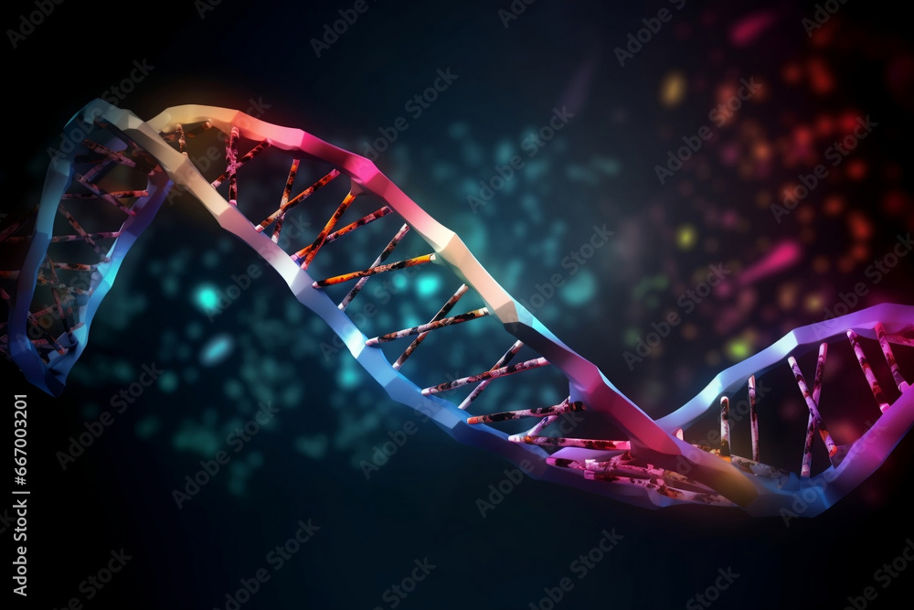 Aufkleber double helix of dna molecule in colorful composition generative ai