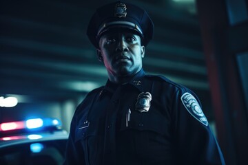 Obraz premium Cinematic shot of Police Officer, Precinct