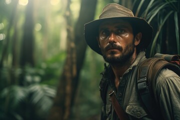 Obraz premium Cinematic shot of Explorer, Jungle