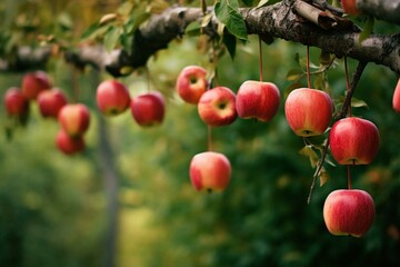 image of apples hanging from a tree. Generative AI
