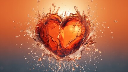 Splash in the shape of a heart. AI generated