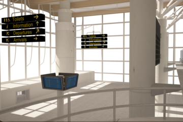 Digital png illustration of airport indoors on transparent background