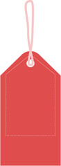 Digital png illustration of red tag with copy space on transparent background