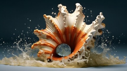 Obraz na płótnie Canvas Splash in the shape of a seashell. AI generated