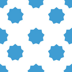 Digital png illustration of rows of blue flower shapes with copy space on transparent background