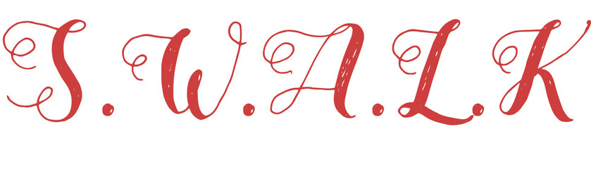 Digital png illustration of red swalk text on transparent background