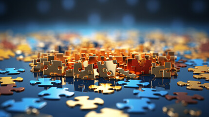 Solution jigsaw puzzle pieces concept 3d rendering