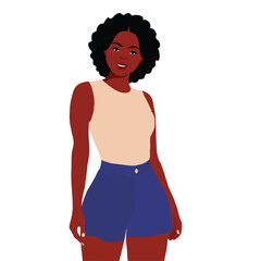 Stylish afro black woman in elegant art style vector