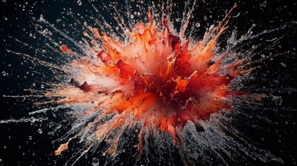 Splash resembling a burst of fireworks. AI generated