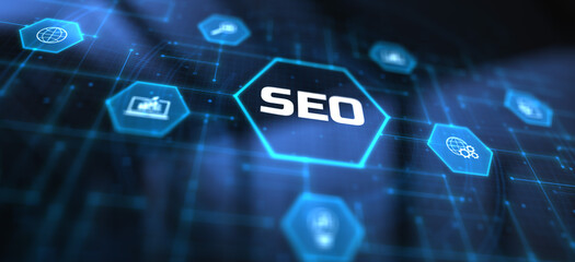SEO Search engine optimisation digital internet online marketing concept. - obrazy, fototapety, plakaty