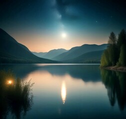 Fototapeta premium sunrise over the lake