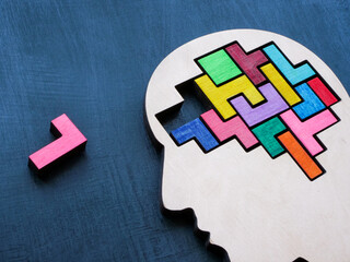 A solution to problem, an answer or creation. The brain is in the form of a puzzle, without one piece.