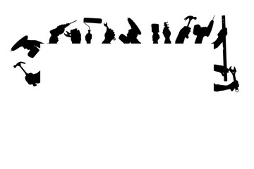 Digital png illustration of hands with tools on transparent background