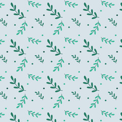Green Leaf  Seamless Pattern Background. Summer Botanical Floral Vector Illustration