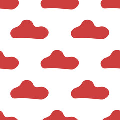 Digital png illustration of red pattern of repeated clouds on transparent background