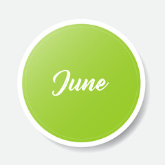 June green round sticker on white background, vector illustration