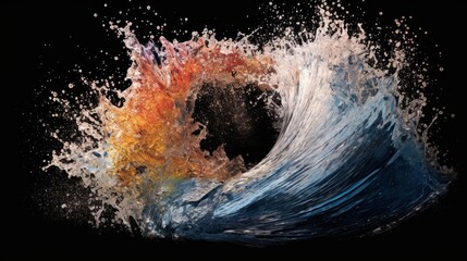 Splashes forming a wave. AI generated