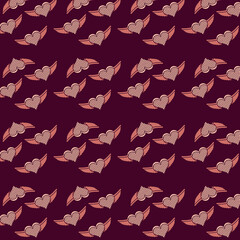 Digital png illustration of hearts with wings pattern on transparent background