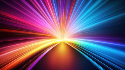Obraz premium Abstract Infinity Tunnel with Neon Rainbow