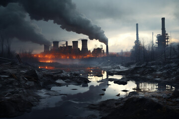 Coal power plant and environmental pollution, aesthetic look