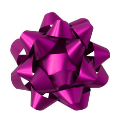 Purple Christmas bow ribbon isolated from white background. Clipping path included. PNG format.