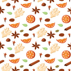 Seamless mulled wine pattern. Vector illustration