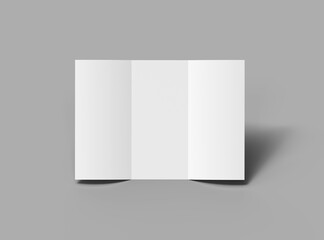 Blank A4 Trifold booklet template for presenting your design. 3d render
