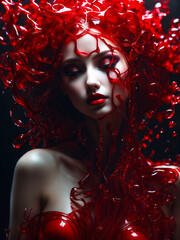 Sensual and artful image of a beautiful woman with abstract elements