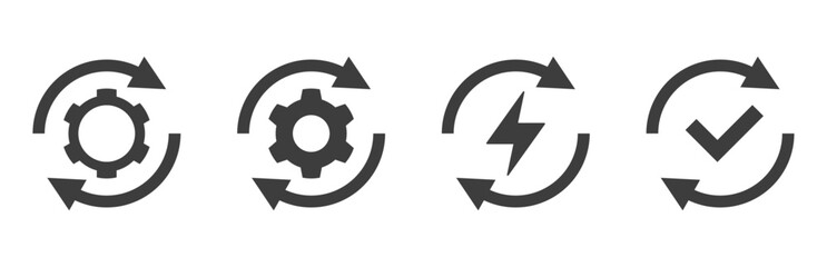 sync process, recycling recurrence, renewal, flat icon  reload set
