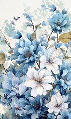 Fond d'&eacute;cran abstrait, motif de fleurs aquarelles, nature, insectes, feuilles, plantes. IA g&eacute;n&eacute;rative, IA