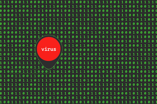 Binary code, green numbers, dark screen. Matrix on the background. Binary programming code. Green numbers, zero and one
