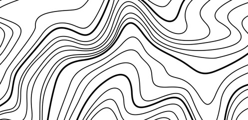 Topographic map texture. Abstract linear background. Vector print of waves. Black lines on white background.