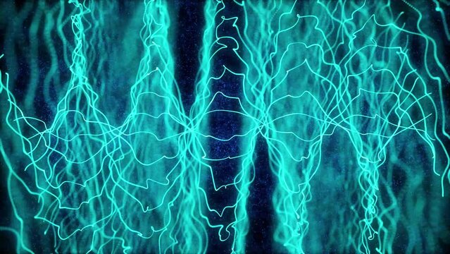4k abstract glowing twirl particle animation background on screen.
