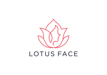 Fototapeta na wymiar Beauty Face Women Lotus Flower Logo