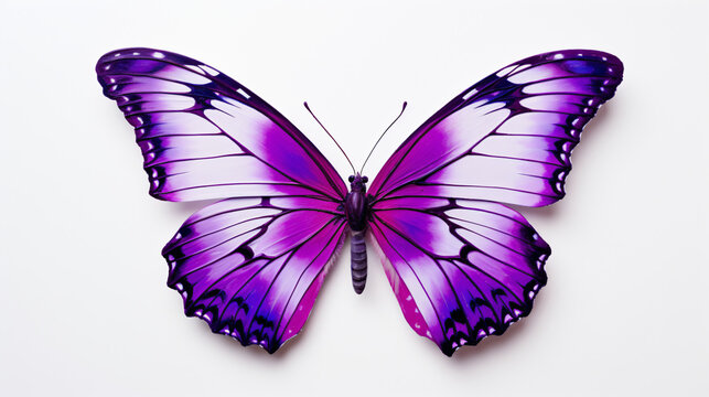 Purple butterfly on white background