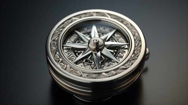 Silver metallic compass